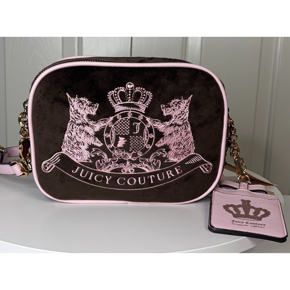 Scottie Dogs Camera Xbody Juicy Couture Crossbody Purse. Brown And Pink